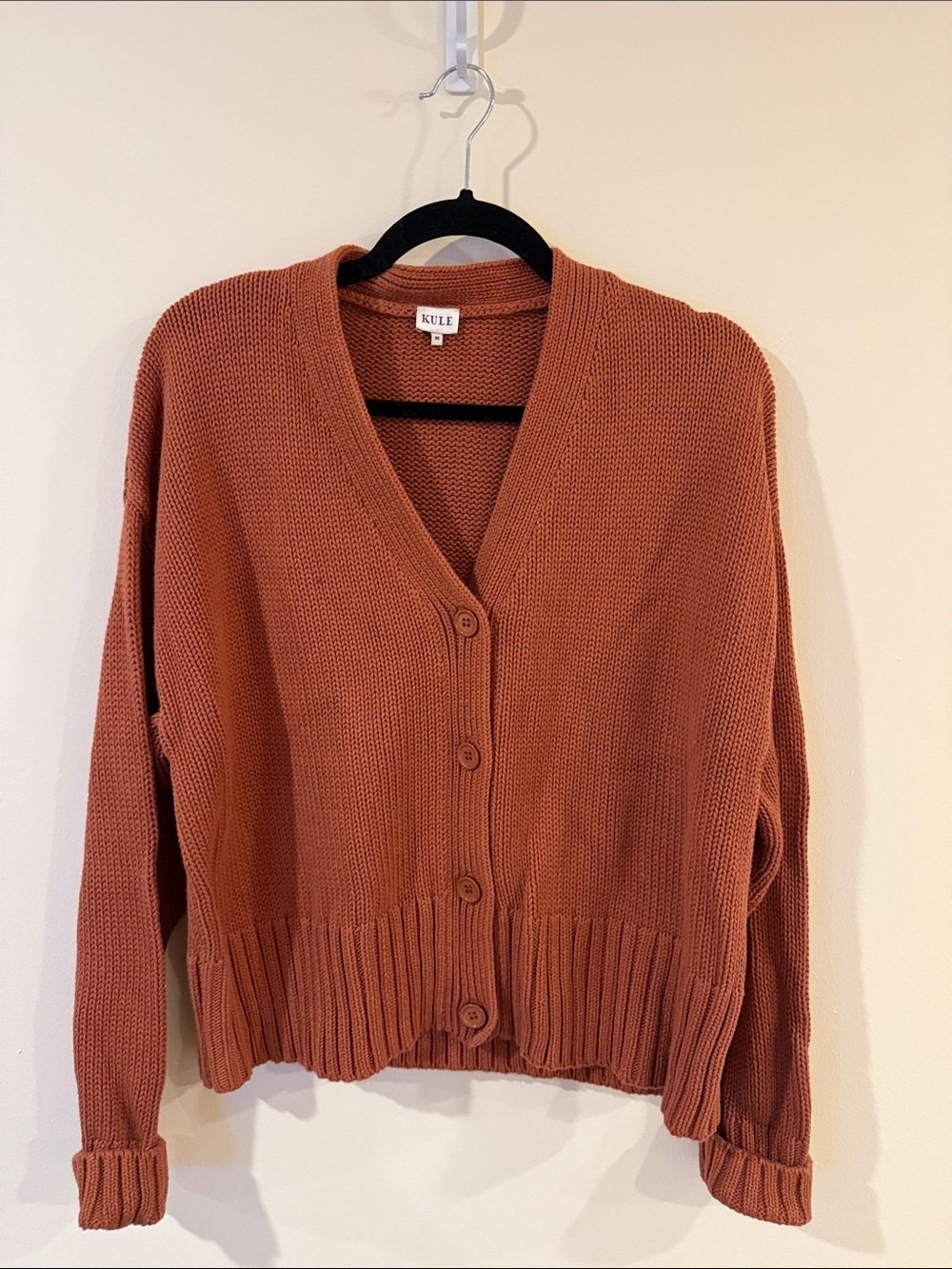 KULE Women's Rust V-Neck Button-Front Cardigan